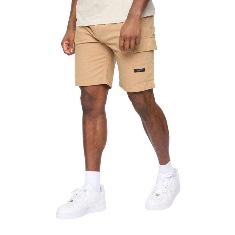 Crosshatch Mens Utilate Elasticated Waist Cargo Shorts / Stone